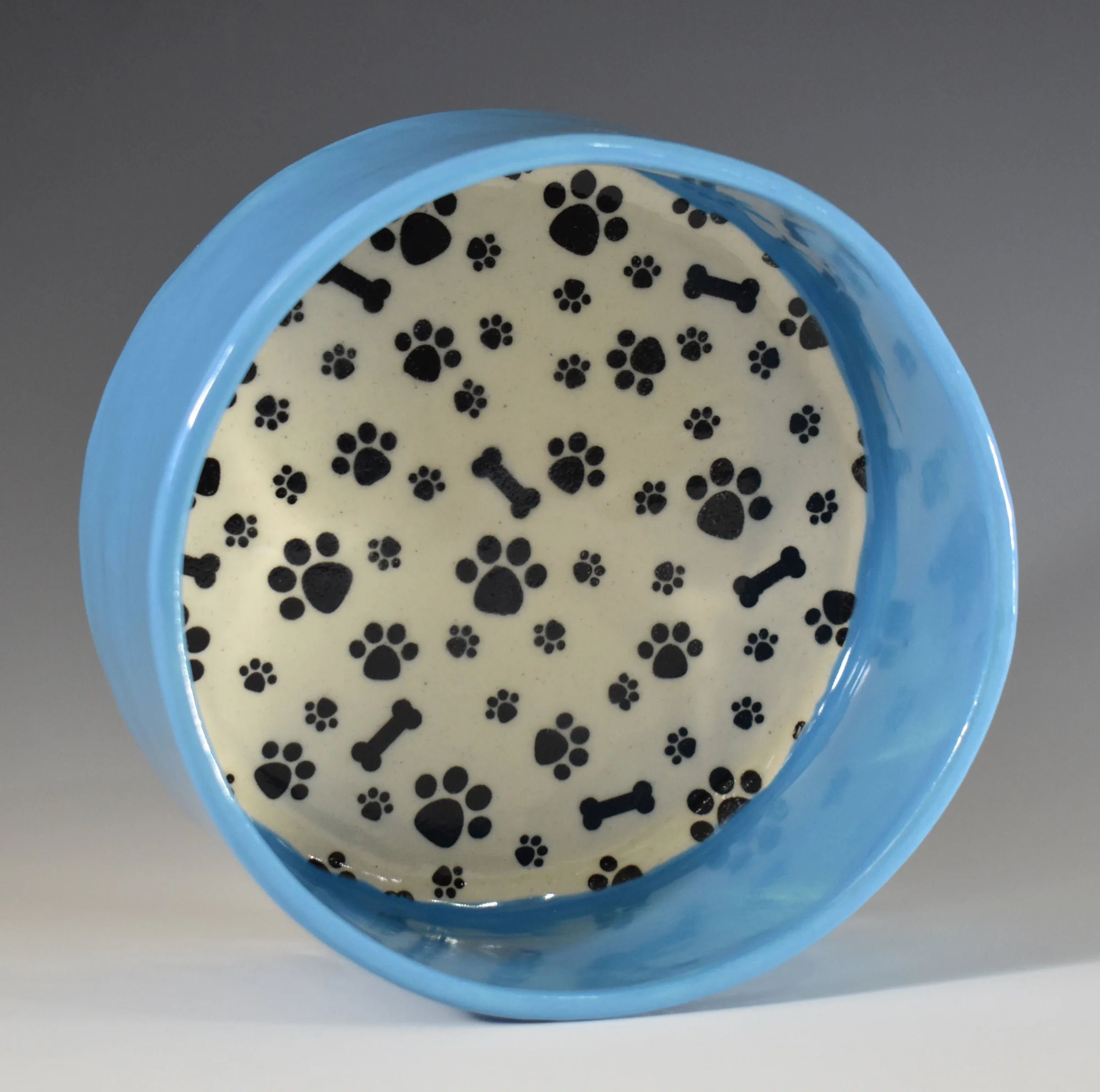 Ceramic Dog Food Bowl (Blue)