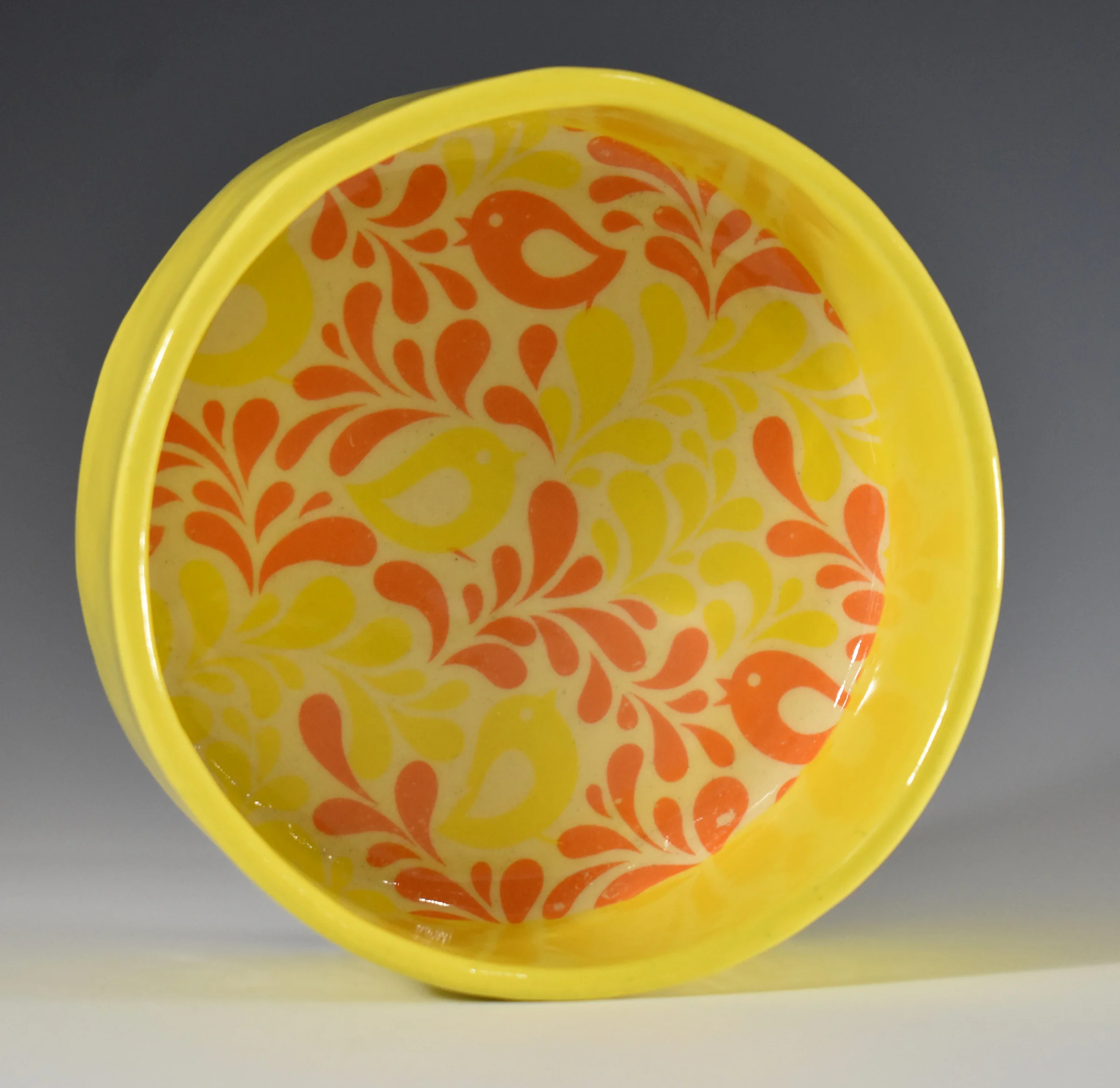 Ceramic Dog Food Bowl (Yellow)