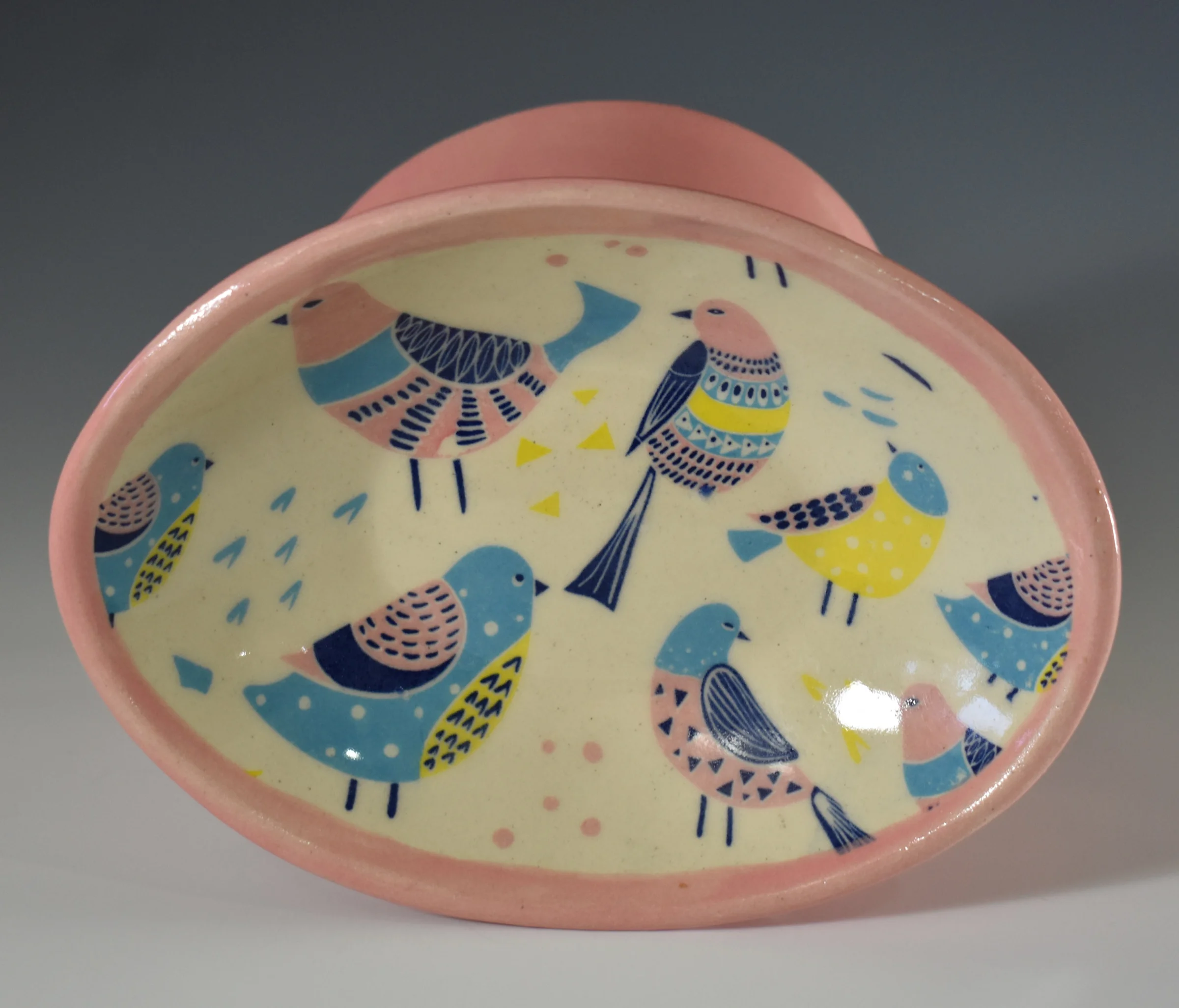 Ceramic Pedestal Cat Food Bowl (Pink)