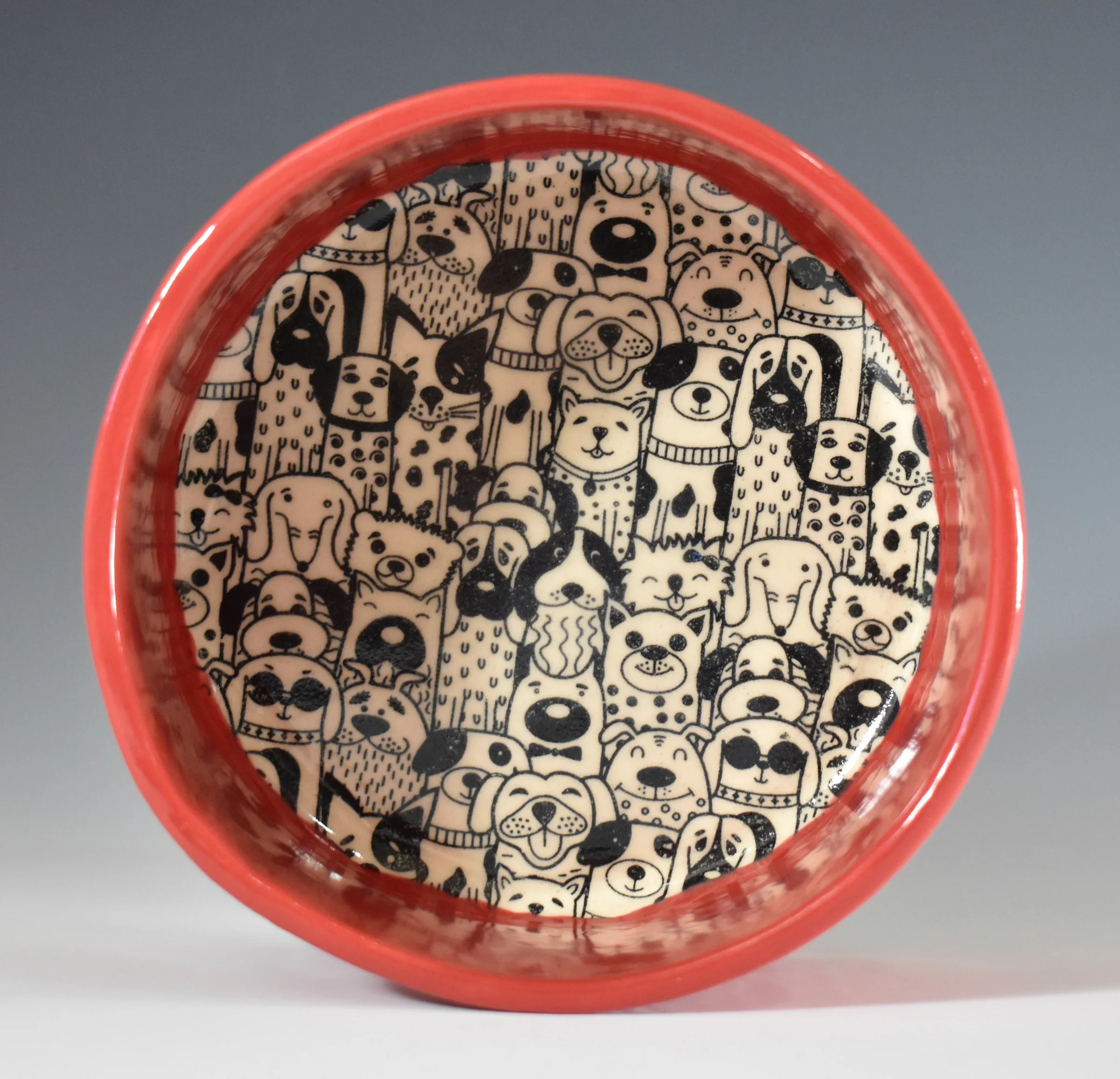 Ceramic Dog Food Bowl (Red)